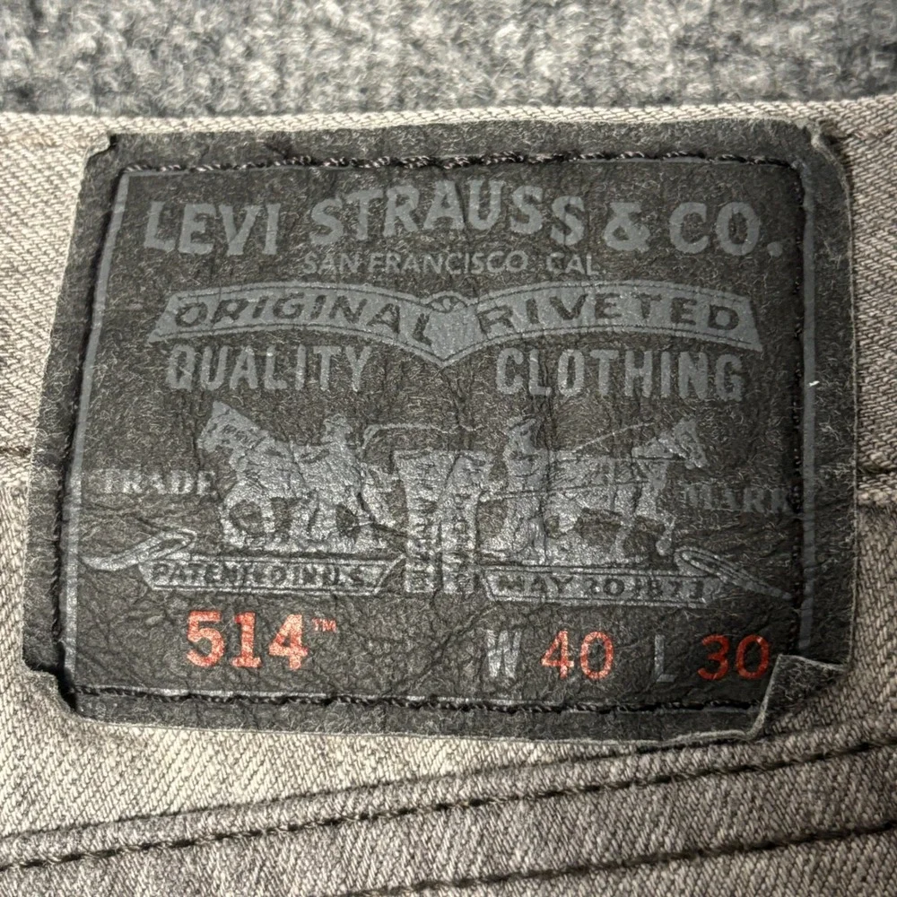 Levis 514 Slim Straight Jeans‎ Mens 40x30 Grey Wash Denim Pants